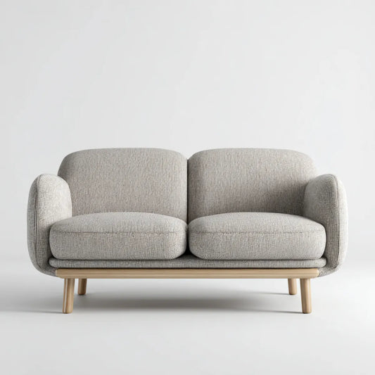 Sofa, 2-fotela fotelik jasny szary 160 x 82 x 78 cm poliester lite drewno prostokątne