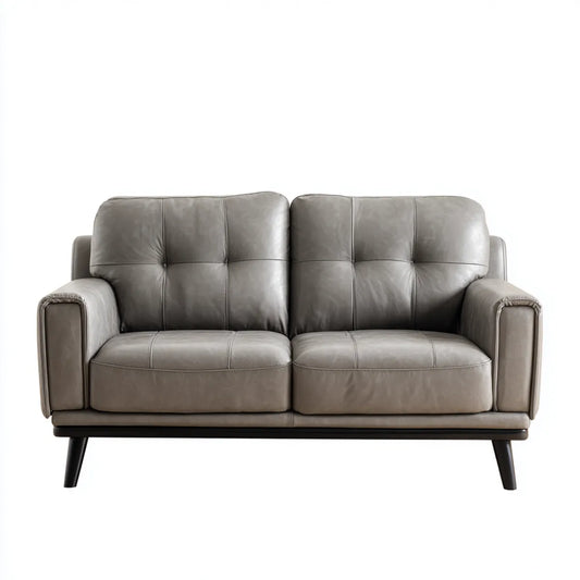 Sofa, 2-fotela szara 156 x 88 x 88 cm PU- sztuczny prostokątna