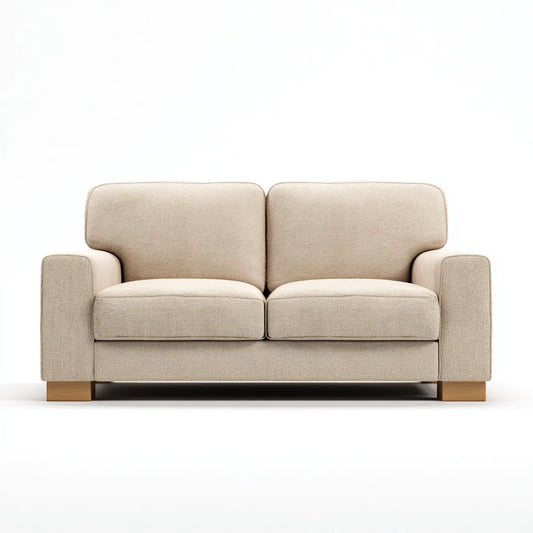 Sofa, 2-osobowa kanapa beżowa 160 x 90 x 82 cm poliester prostokątna
