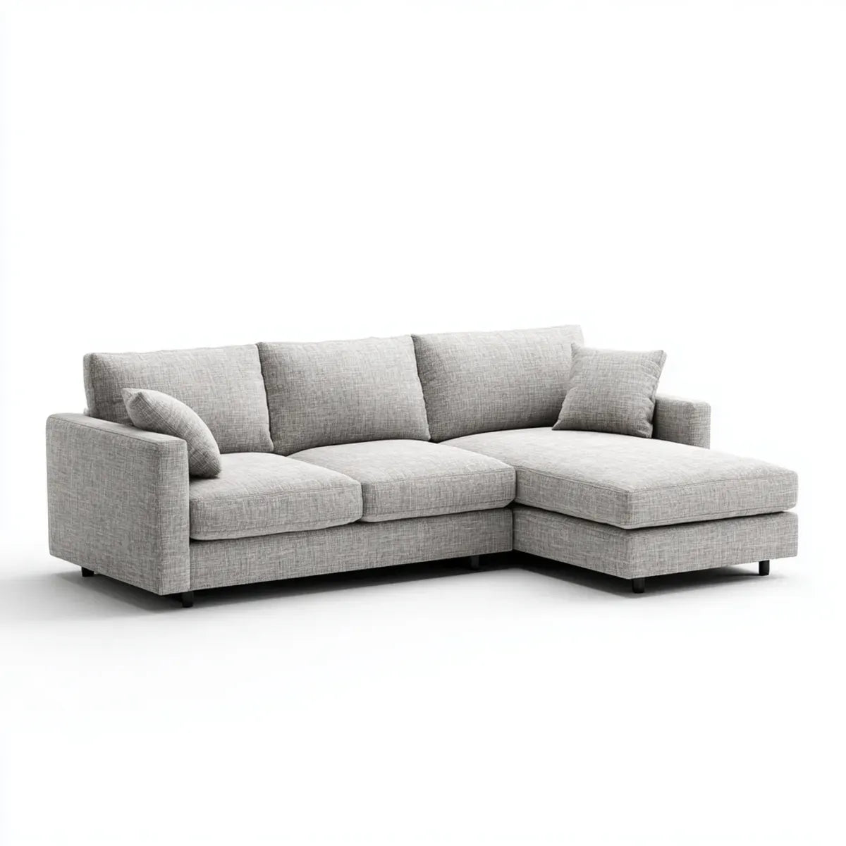 Sofa, Kanapa narożna z recyrem na prawej szarej, szarej, 260 x 160 x 85 cm poliestrowej litery L