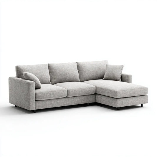 Sofa, Kanapa narożna z recyrem na prawej szarej, szarej, 260 x 160 x 85 cm poliestrowej litery L