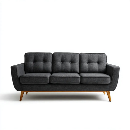 sofa 3-osobowa Ciemnoszara 190 x 82 x 84 cm poliester Prosty z litymi nóżkami z drewna