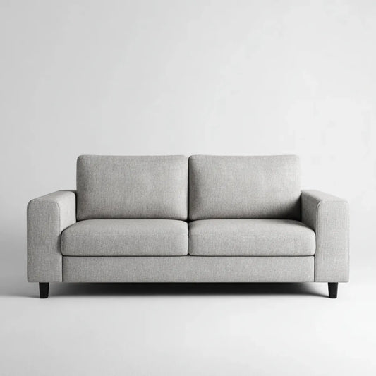 Sofa, 2-fotelikowa sofa jasnoszara z tapicerką poliestrową prostokątną 160 x 85 x 82 cm