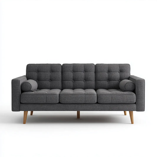 Sofa 3-osobowa Ciemnoszara 200 x 85 x 83 cm tapicerka poliestrowa prostokątna